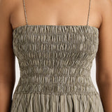 Faithfull - Lida Maxi Dress Khaki Stripe - Final Sale