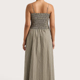 Faithfull - Lida Maxi Dress Khaki Stripe - Final Sale