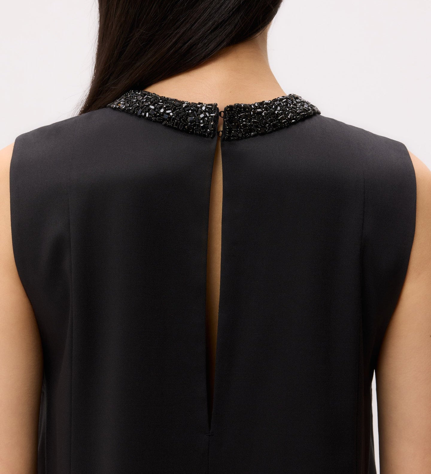 TWP - Capitol Dress With Crystal Collar in Silk Finish Twill
