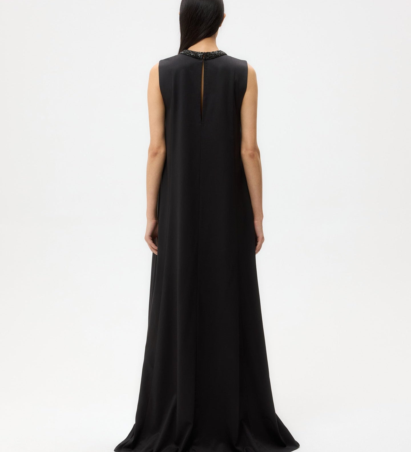 TWP - Capitol Dress With Crystal Collar in Silk Finish Twill