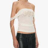 Christopher Esber - Hibiscus Embroidered Rib Foldover Cami