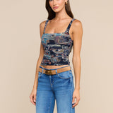 L'AGENCE - Rasha Shirred Mesh Tank