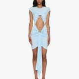 Christopher Esber - Bezel Quartz Disconnect Short Sleeve Mini Dress