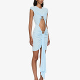 Christopher Esber - Bezel Quartz Disconnect Short Sleeve Mini Dress