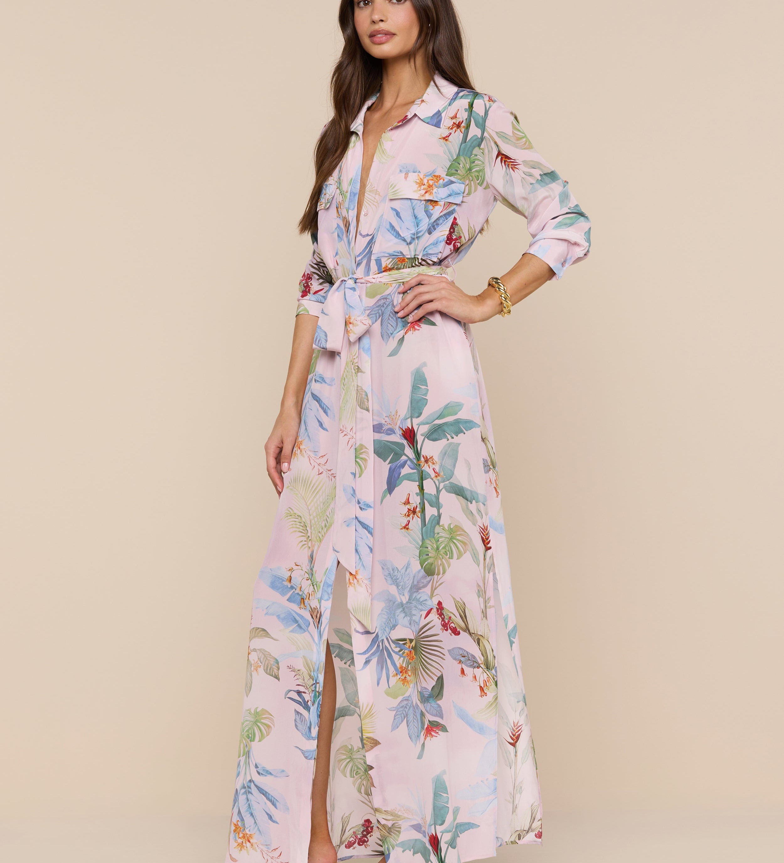 L'AGENCE - Cameron Silk Shirt Dress