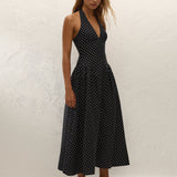 Faithfull - La Cala Midi Dress Lola Polka Dot Black Cream