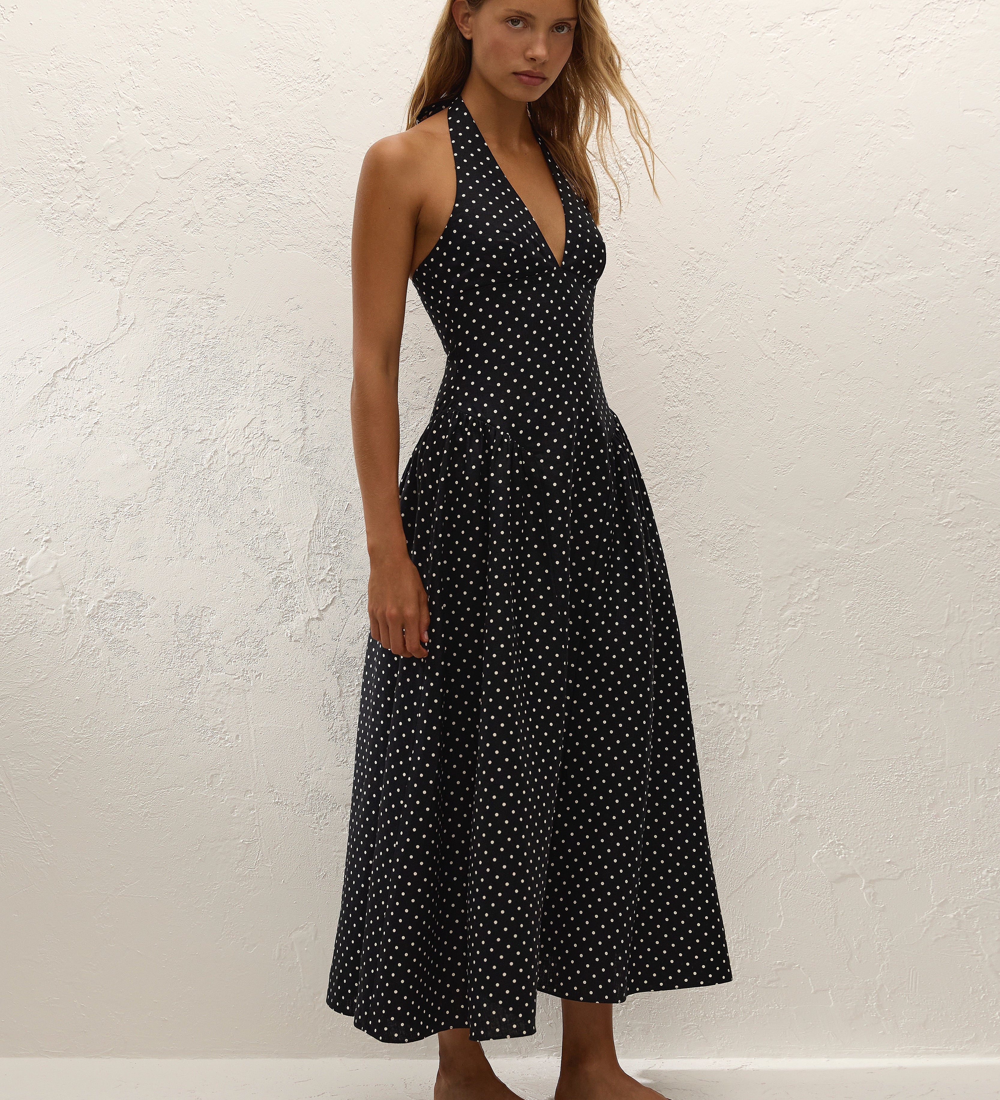 Faithfull - La Cala Midi Dress Lola Polka Dot Black Cream