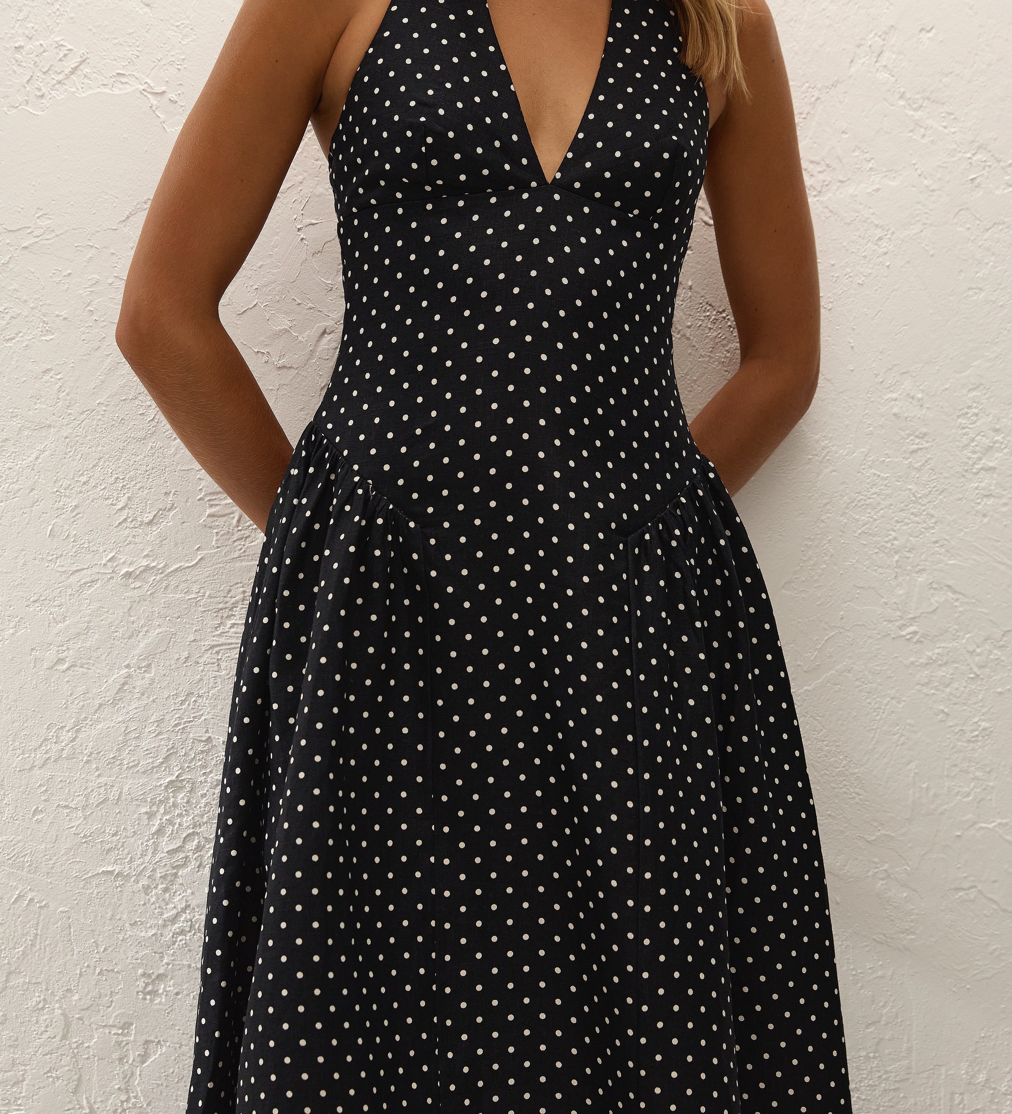 Faithfull - La Cala Midi Dress Lola Polka Dot Black Cream