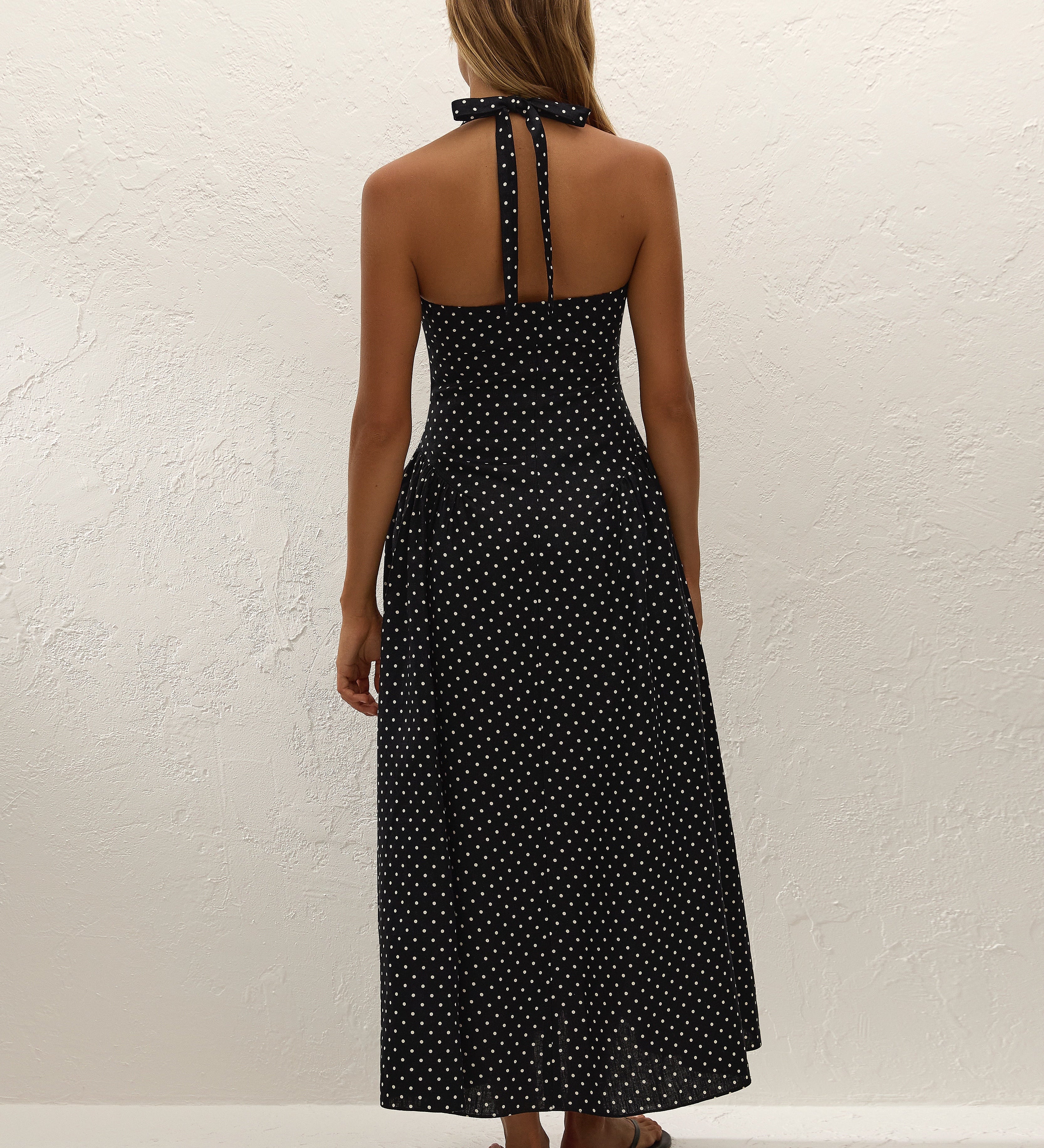 Faithfull - La Cala Midi Dress Lola Polka Dot Black Cream