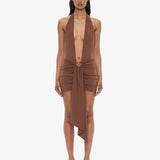 Christopher Esber - Pierced Orbit Halter Drape Mini Dress