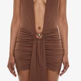 Christopher Esber - Pierced Orbit Halter Drape Mini Dress