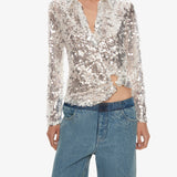 Christopher Esber - Opaline Sequin Long Sleeve Polo