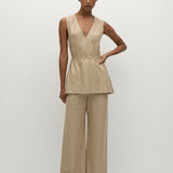 Faithfull - Selan Top Pinstripe Fawn White