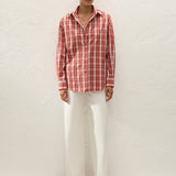 Faithfull - En Vau Oversized Shirt Ines Check Terra Rosso