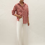 Faithfull - En Vau Oversized Shirt Ines Check Terra Rosso