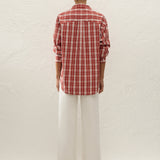 Faithfull - En Vau Oversized Shirt Ines Check Terra Rosso