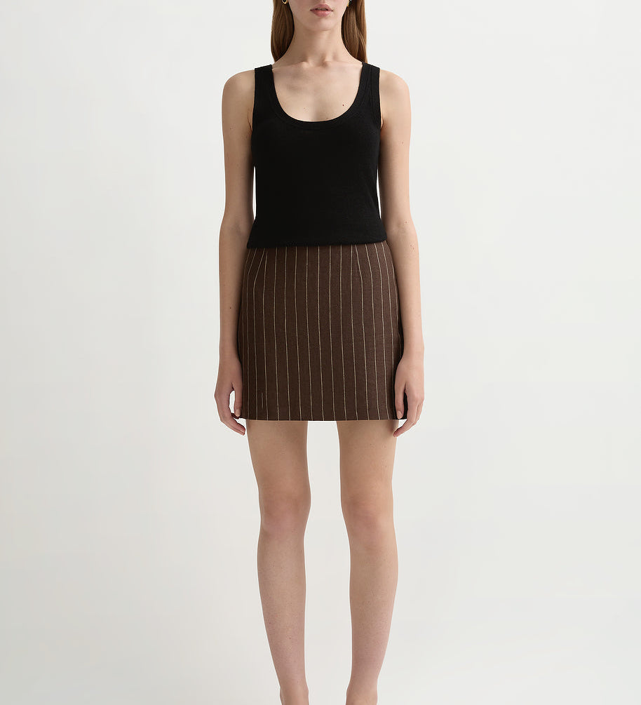 Posse - ALICE SKIRT - CHOCOLATE CREAM PINSTRIPE