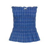 Faithfull - Leya Top Flor Check Cobalt