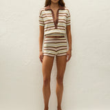 Faithfull - Sable Polo Shirt Breton Stripe Petal