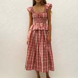 Faithfull - Cales Skirt Ines Check Terra Rosso