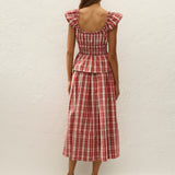 Faithfull - Cales Skirt Ines Check Terra Rosso