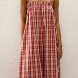 Faithfull - Gerta Midi Dress Ines Check Terra Rosso
