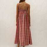 Faithfull - Gerta Midi Dress Ines Check Terra Rosso
