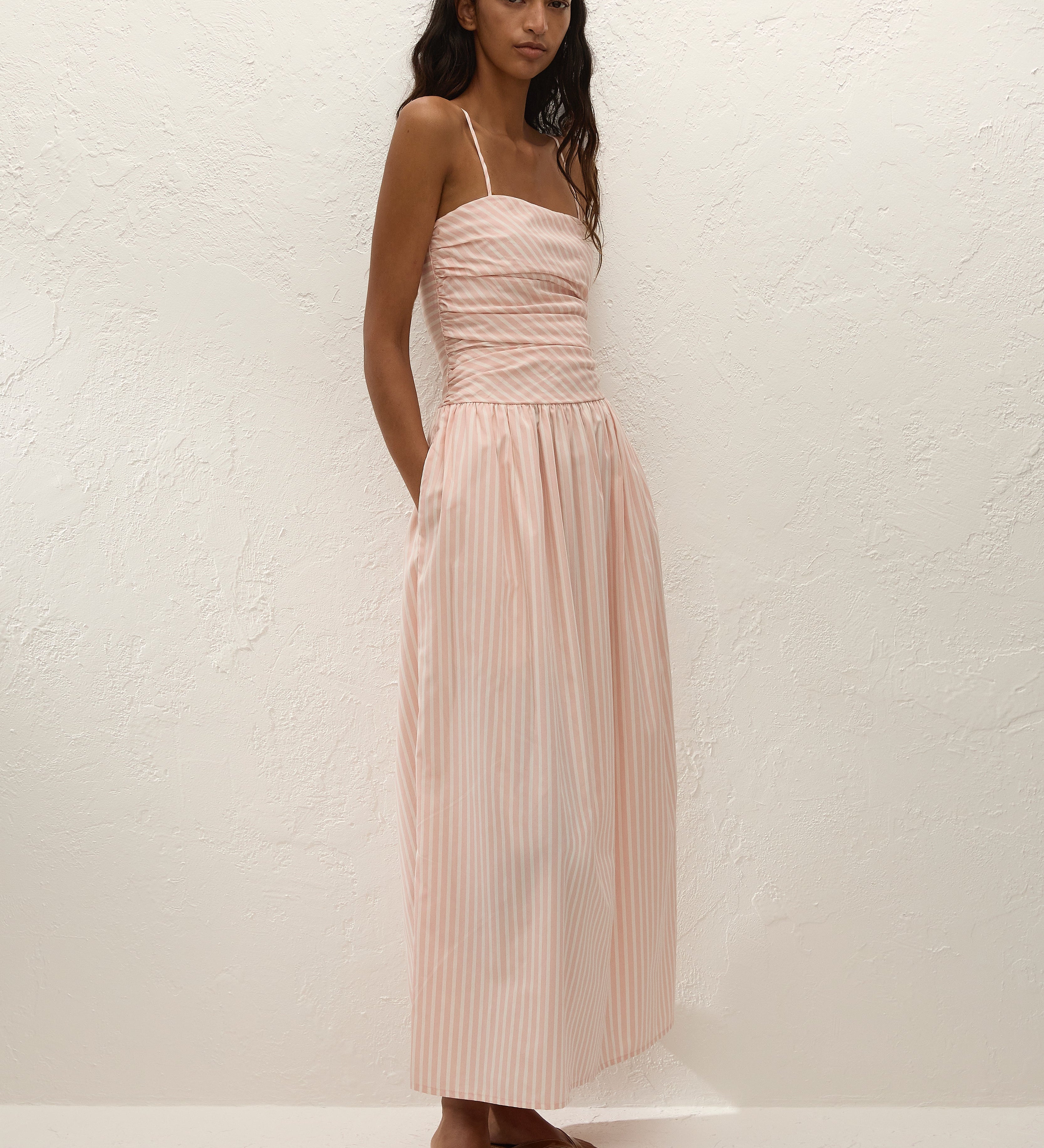 Faithfull - Portlligat Maxi Dress Carmen Stripe Peony White