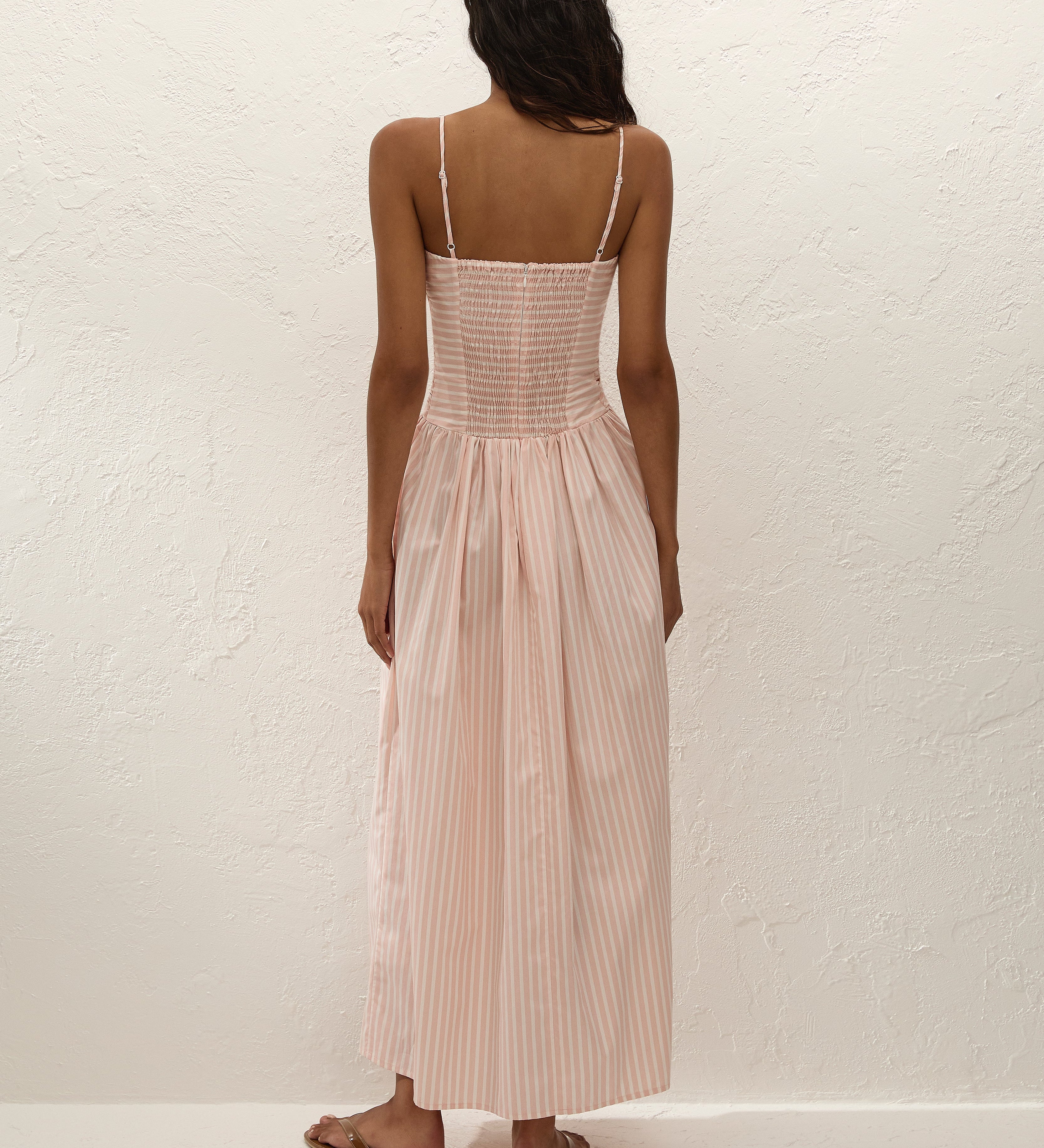 Faithfull - Portlligat Maxi Dress Carmen Stripe Peony White