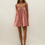 Faithfull - Belinha Mini Dress Ines Check Terra Rosso