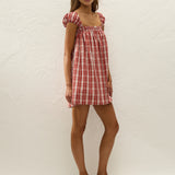 Faithfull - Belinha Mini Dress Ines Check Terra Rosso