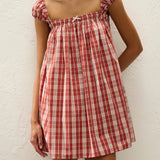 Faithfull - Belinha Mini Dress Ines Check Terra Rosso