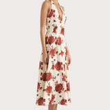 Faithfull - Marais Midi Dress Cecile Floral Garnet