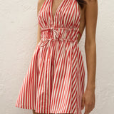 Faithfull - Ermita Mini Dress Orozco Stripe Dusty Tomato