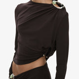 Christopher Esber - Orica Crystal Ruched Long Sleeve Top