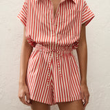 Faithfull - Zion Playsuit Orozco Stripe Dusty Tomato