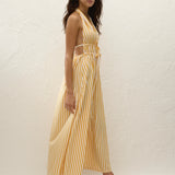 Faithfull - Ermita Midi Dress Orozco Stripe Mustard