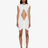 Christopher Esber - Bezel Quartz Disconnect Short Sleeve Mini Dress