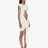 Christopher Esber - Bezel Quartz Disconnect Short Sleeve Mini Dress