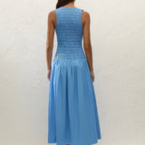 Faithfull - Palomar Midi Dress Mico Pinstripe Azul