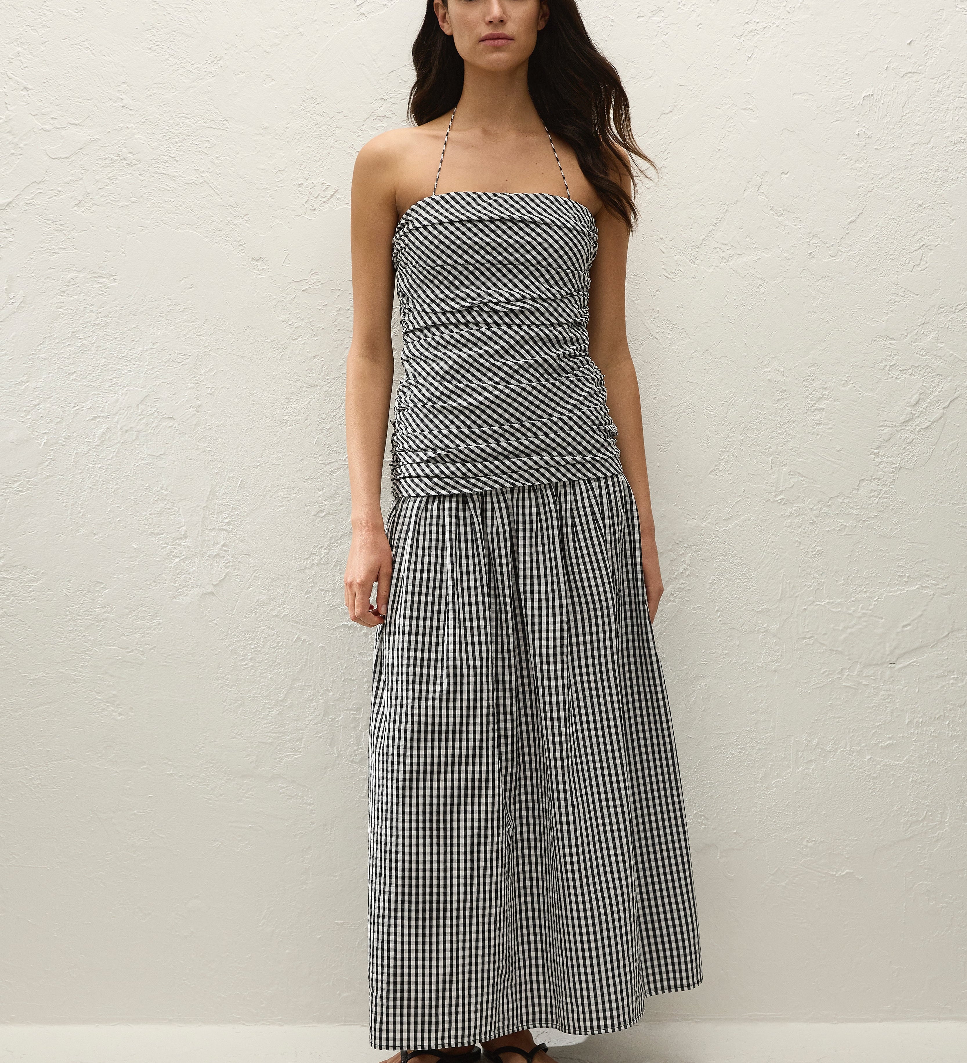 Faithfull - Vento Midi Dress Black Textured Gingham