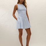 Faithfull - Martina Mini Dress Paloma Check Light Blue White