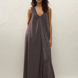 Faithfull - Pedrera Maxi Dress Rocio Pinstripe Chocolate Plum