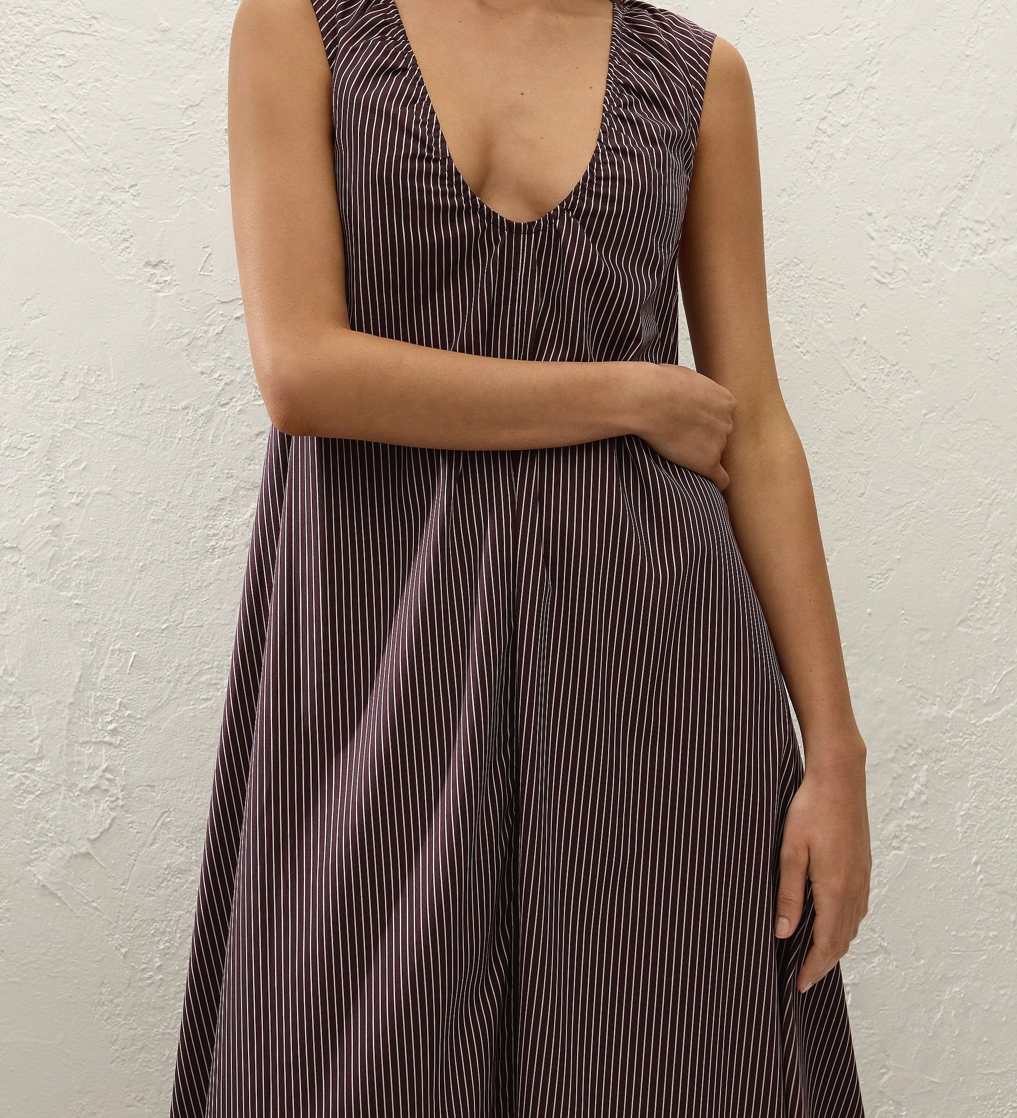 Faithfull - Pedrera Maxi Dress Rocio Pinstripe Chocolate Plum