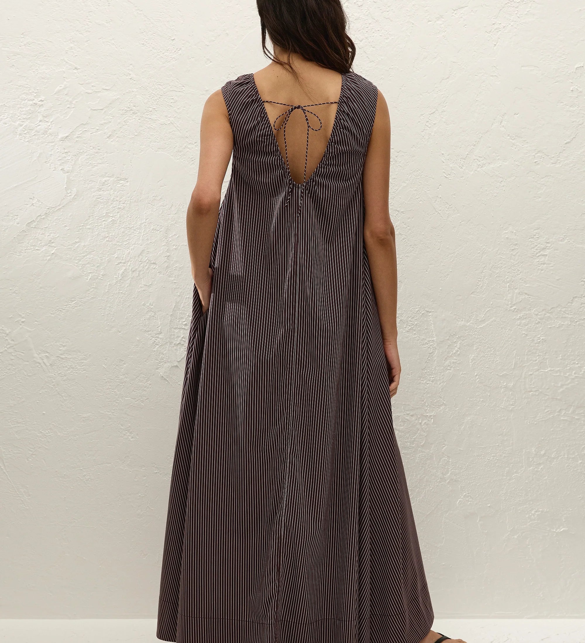 Faithfull - Pedrera Maxi Dress Rocio Pinstripe Chocolate Plum