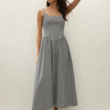 Faithfull - Chiara Midi Dress Black Textured Gingham