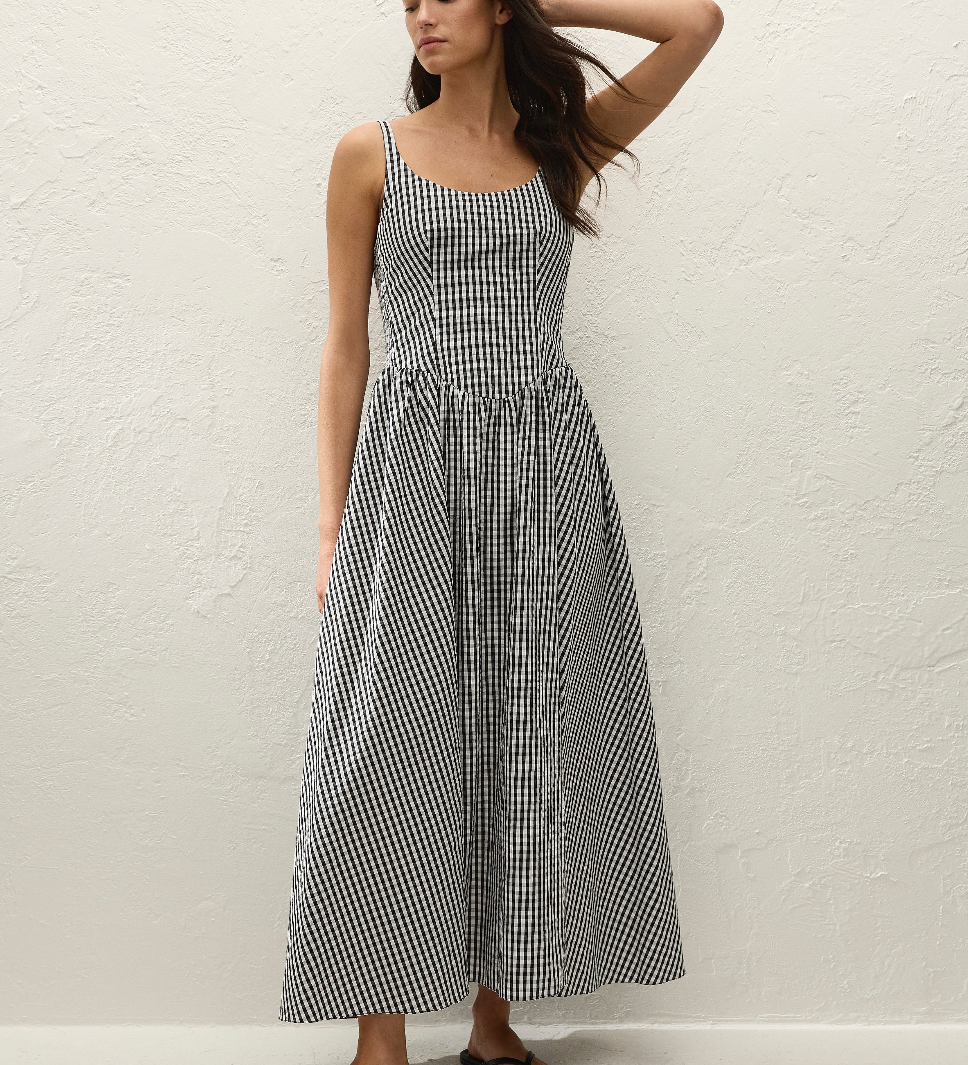 Faithfull - Chiara Midi Dress Black Textured Gingham