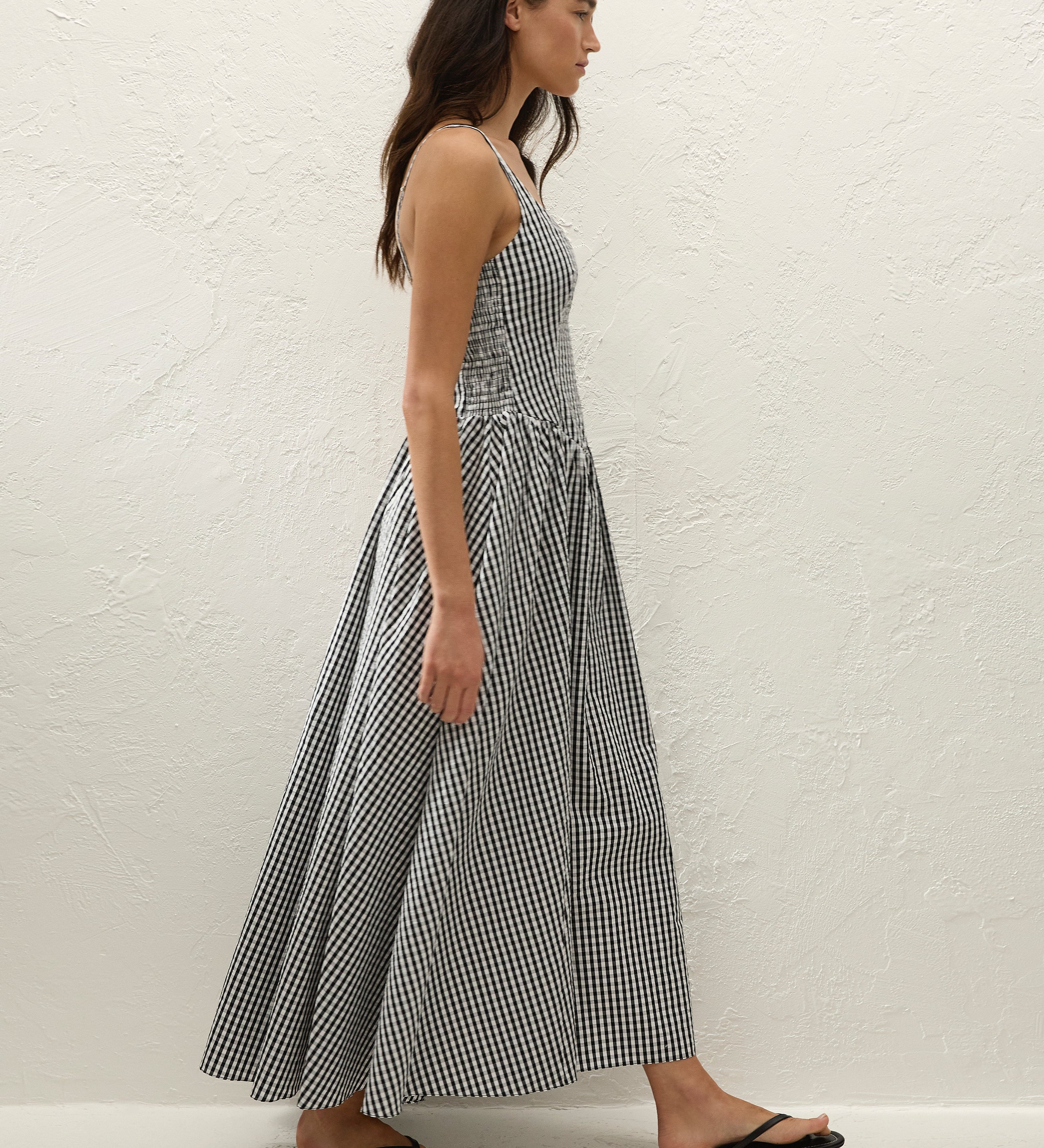 Faithfull - Chiara Midi Dress Black Textured Gingham