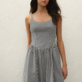 Faithfull - Chiara Midi Dress Black Textured Gingham