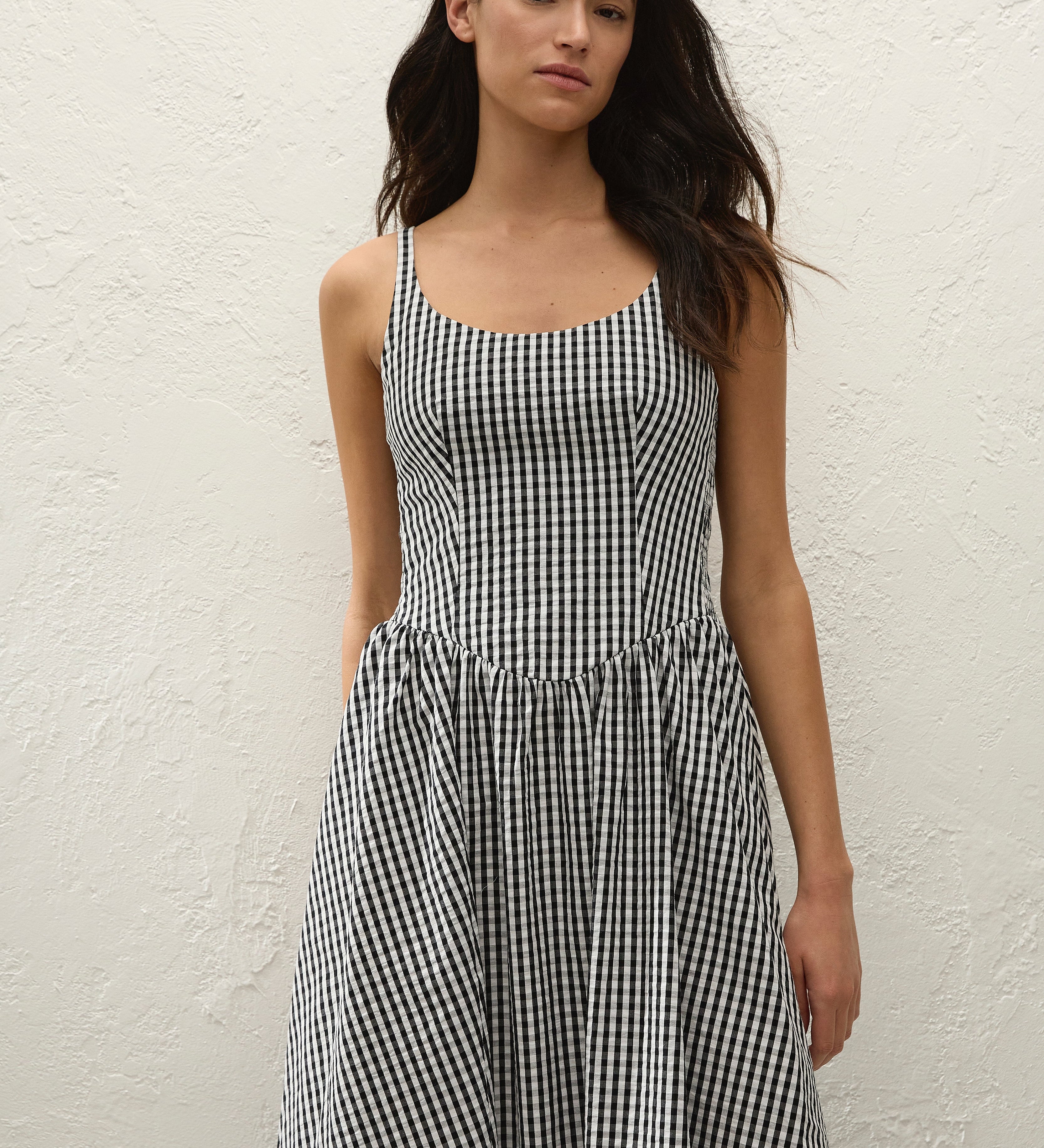 Faithfull - Chiara Midi Dress Black Textured Gingham